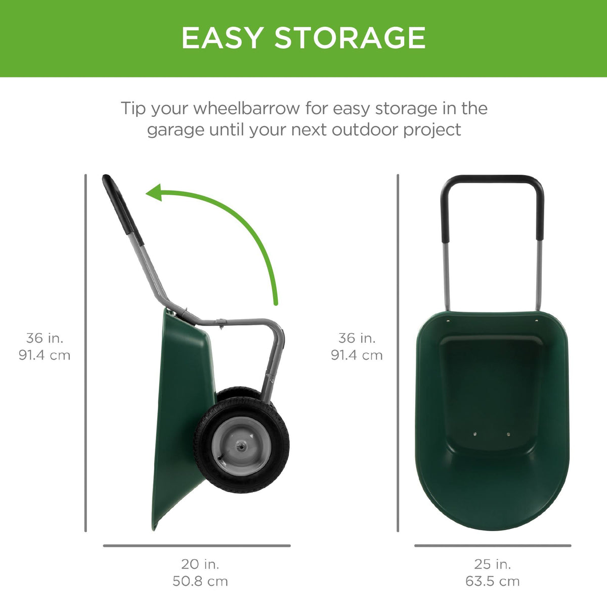 Green Dual Wheel Wheelbarrow Yard Cart Y817