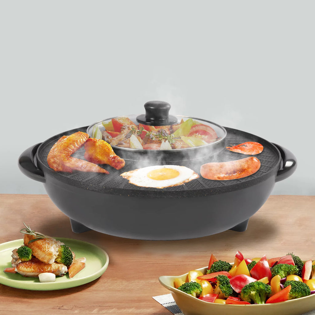 2 in 1 Electric Hot Pot Grill Cooker 1350W J74710