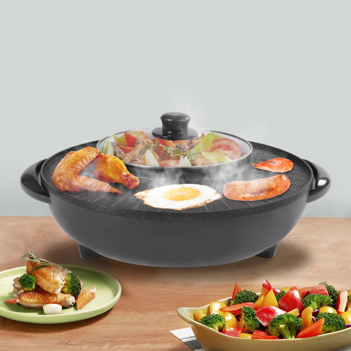 2 in 1 Electric Hot Pot Grill Cooker 1350W J74710