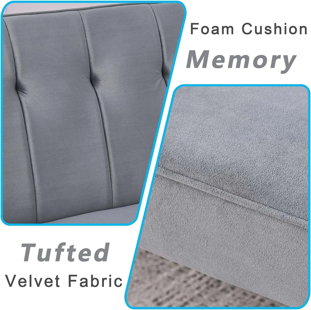 Grey Velvet Convertible Folding Sofa Bed O825