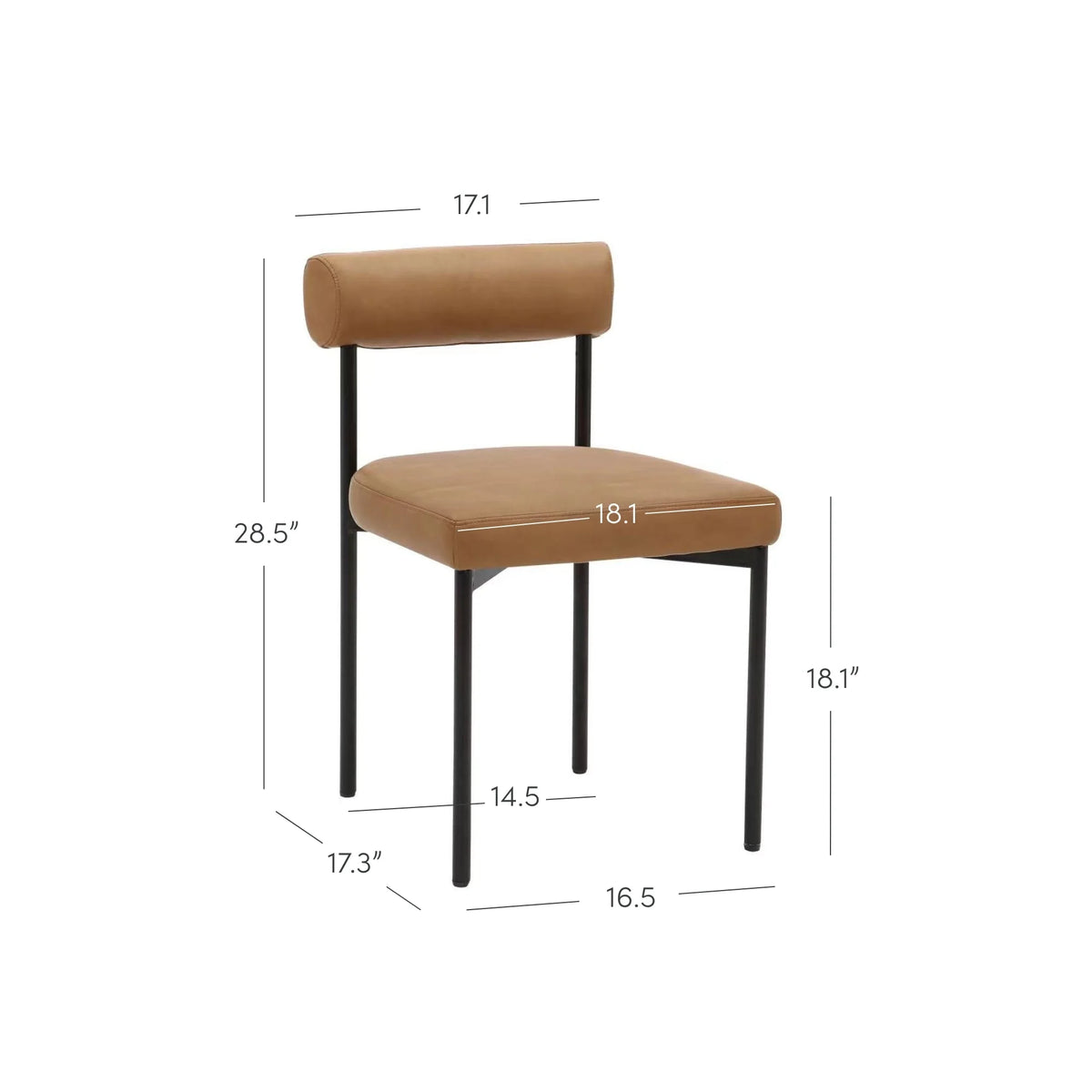 Brown Vegan Leather Dining Chair with Metal Legs Q134791