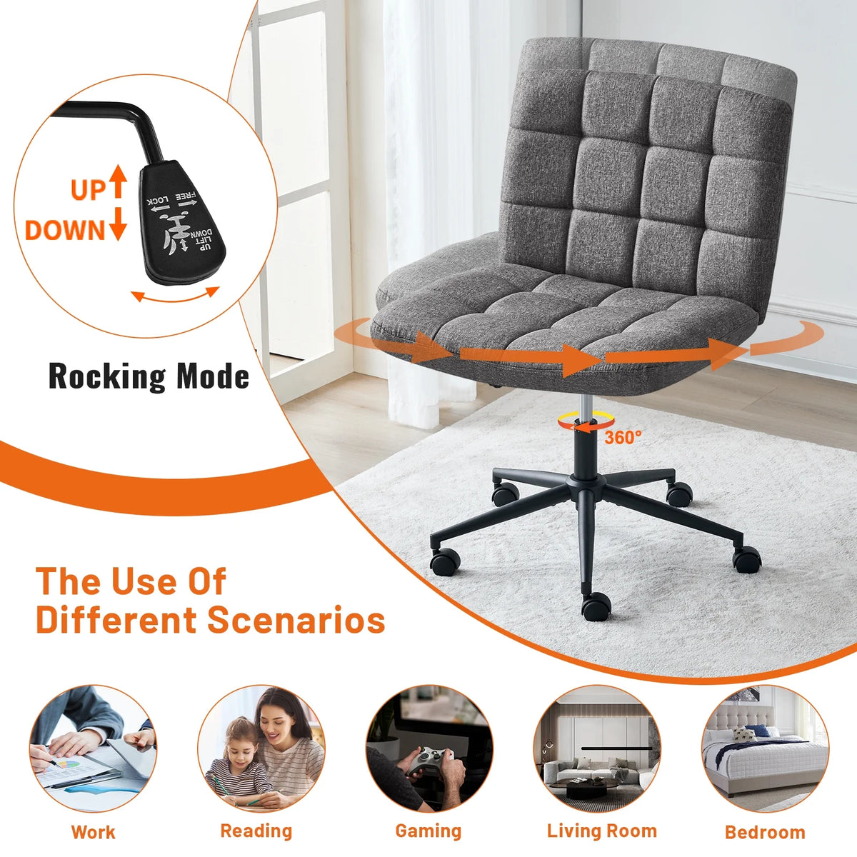 DarkGrey Swivel Desk Chair Z82783