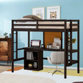 Twin Size Wooden Loft Bed with Desk and 2 Drawers Z671