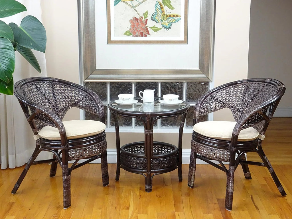 Round Rattan Wicker Coffee Table with Glass Top F892