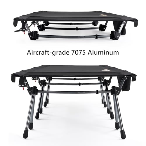 Height Adjustable Camping Cot Black I367