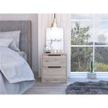 Light Gray 2 Drawer Nightstand with Metal Handles A568195