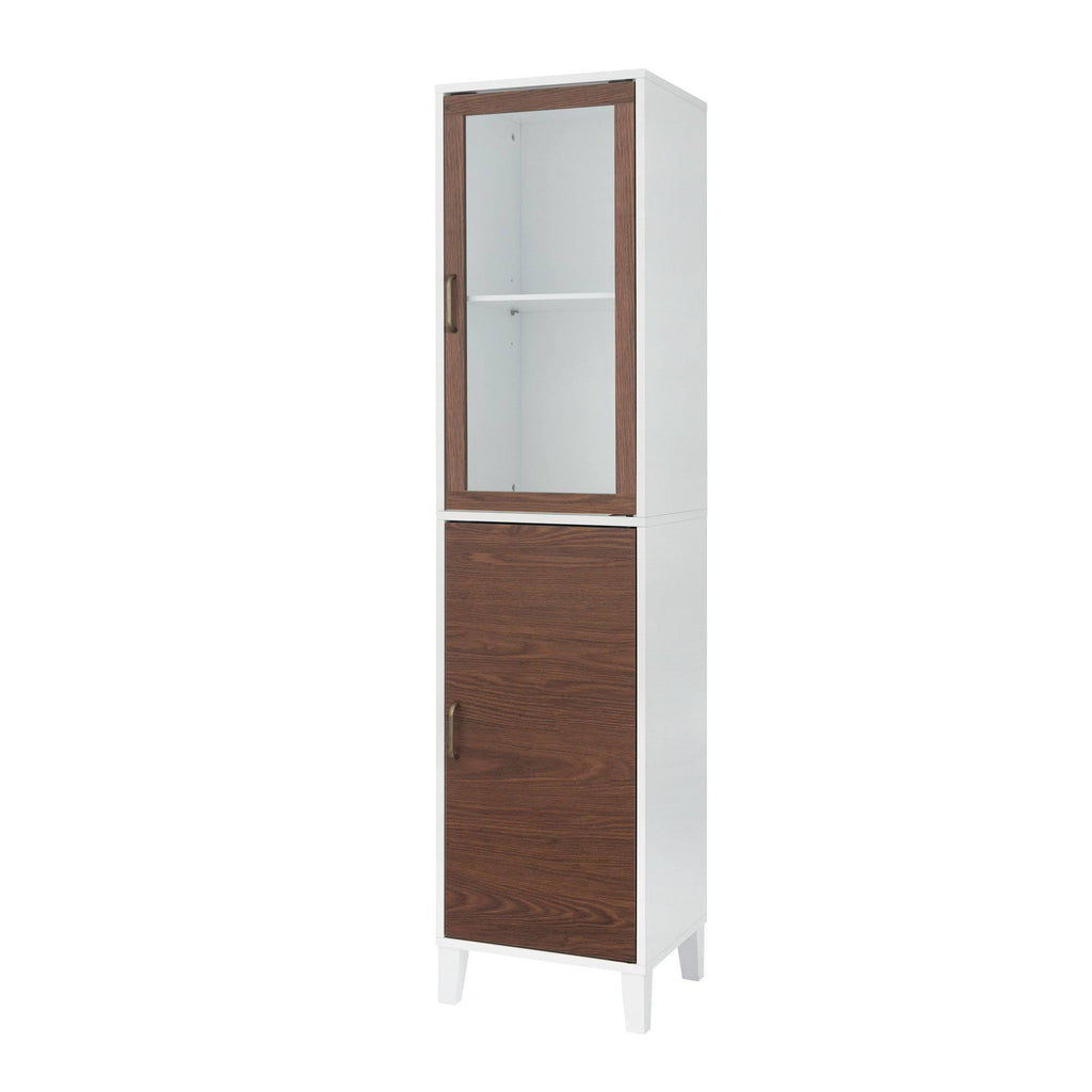 Walnut and White Wooden Linen Tower Cabinet H815251