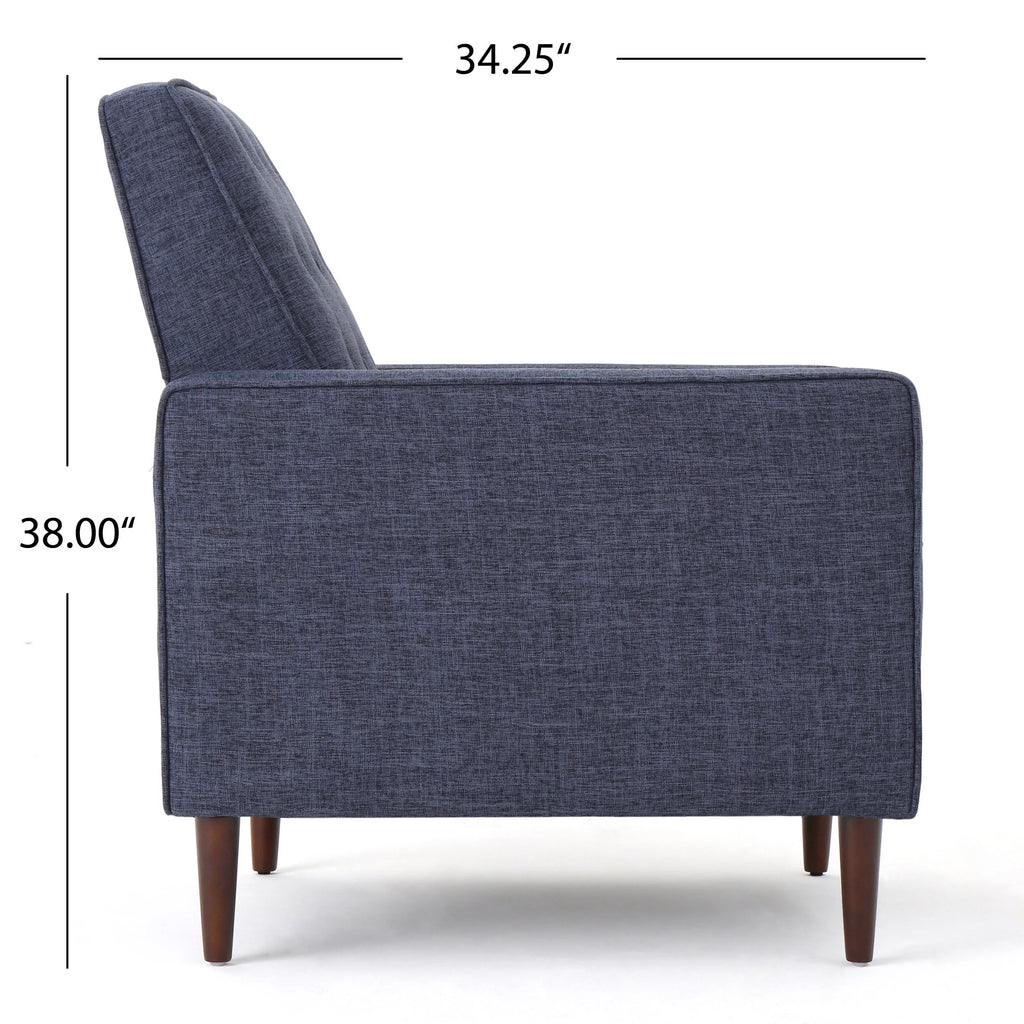Dark Blue Tufted Fabric Recliner C9658