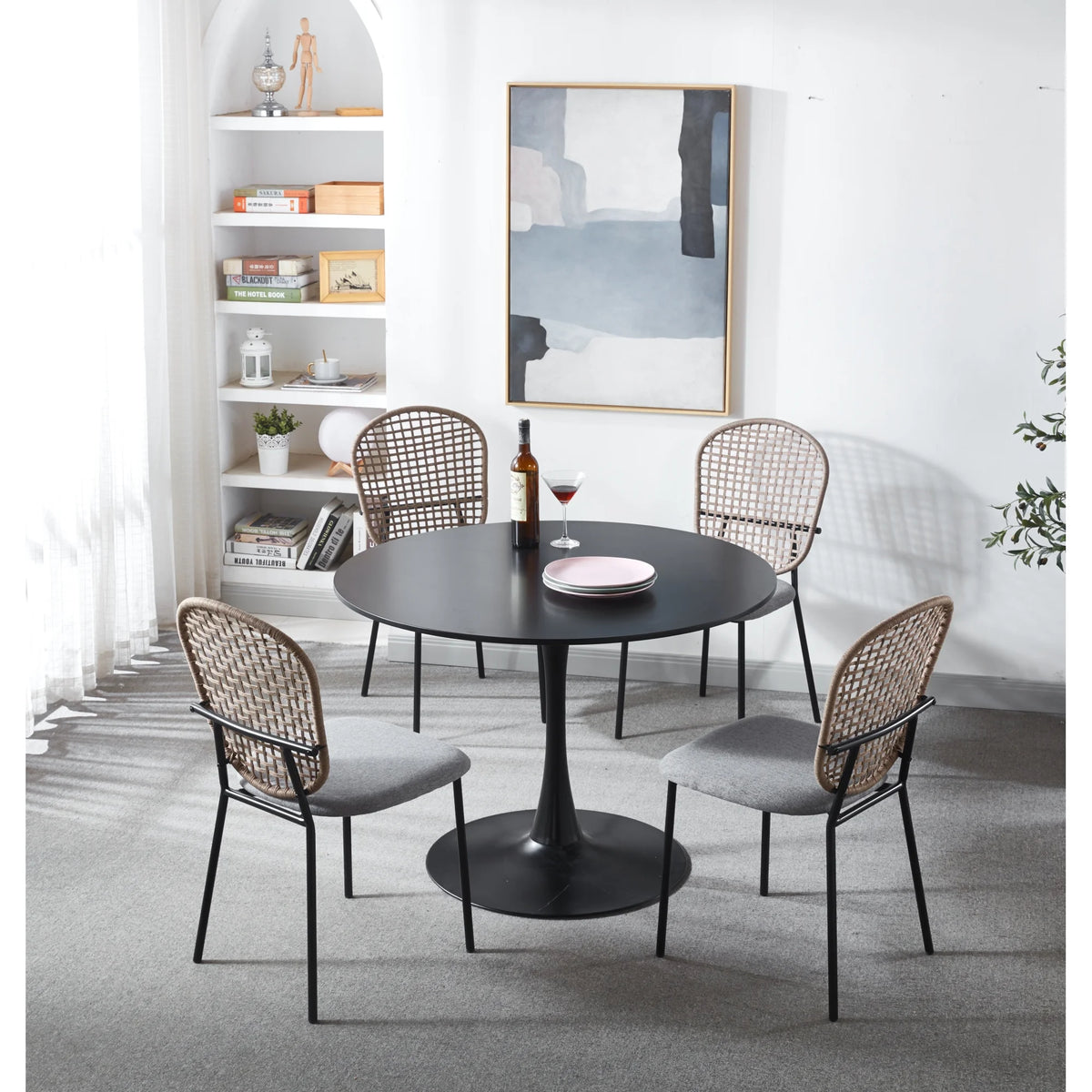 Gray and Black Dining Chairs, Set of 4 U47556