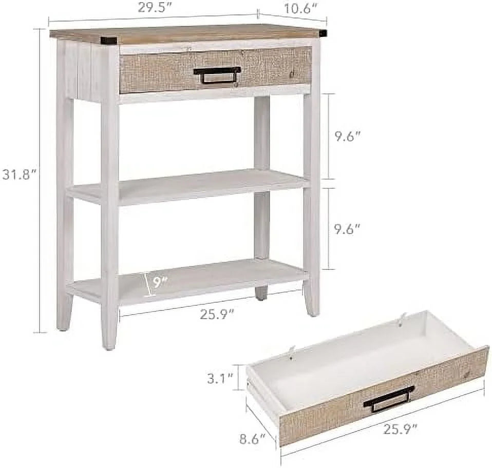Farmhouse Console Table with Drawer 3-Tier Rustic Entryway Table B721197