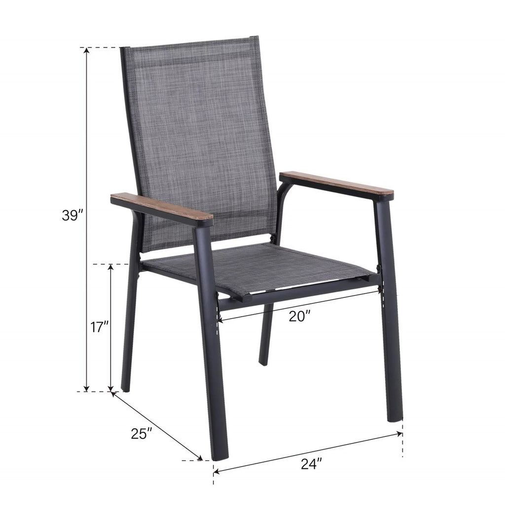 7 Pieces Outdoor Patio Dining Set with Stackable Chairs and Metal Table C2254
