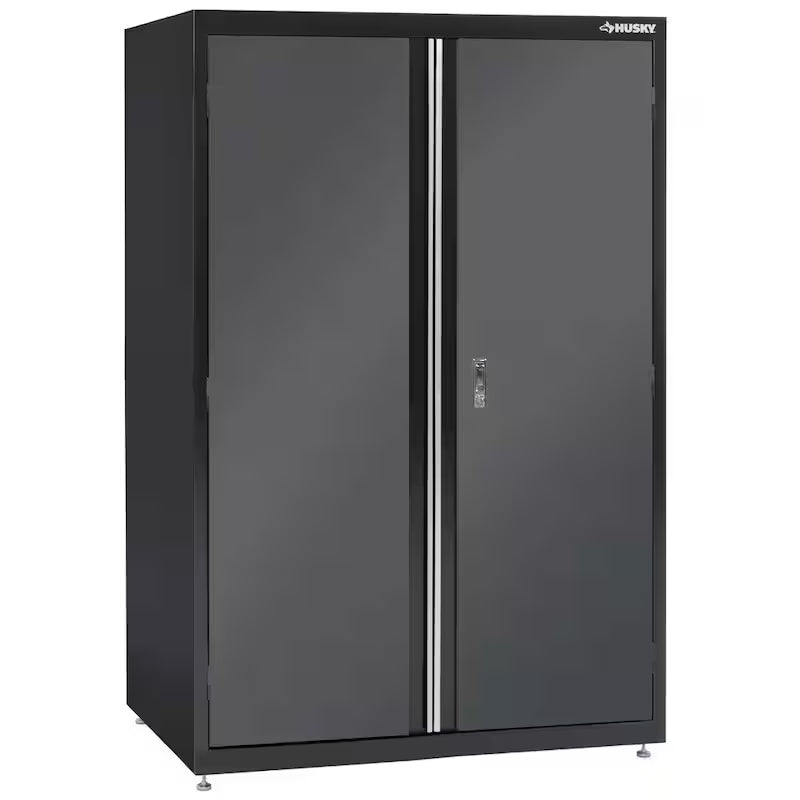 3-Shelf Welded Steel Floor Cabinet in Black and Gray K399