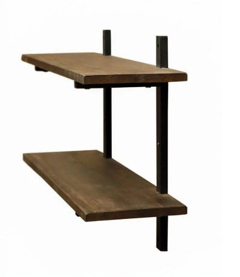 36"W Metal and Solid Wood Wall Shelf G57430