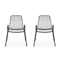 Black Metal Outdoor Club Chairs, Set of 2 C98353