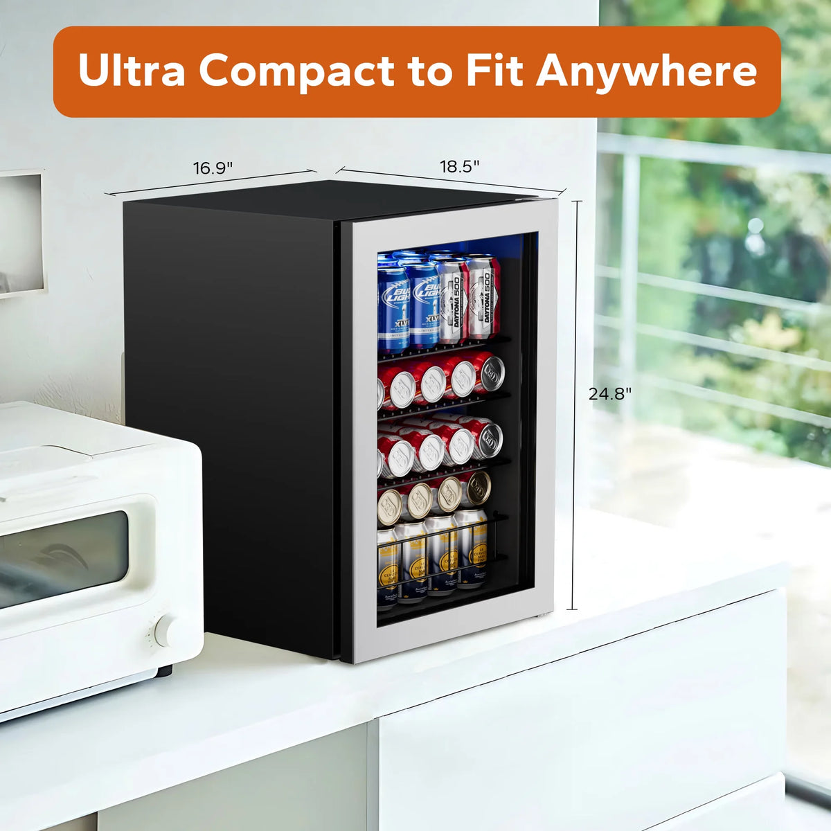 77 Can Freestanding Beverage Refrigerator with Glass Door E371044