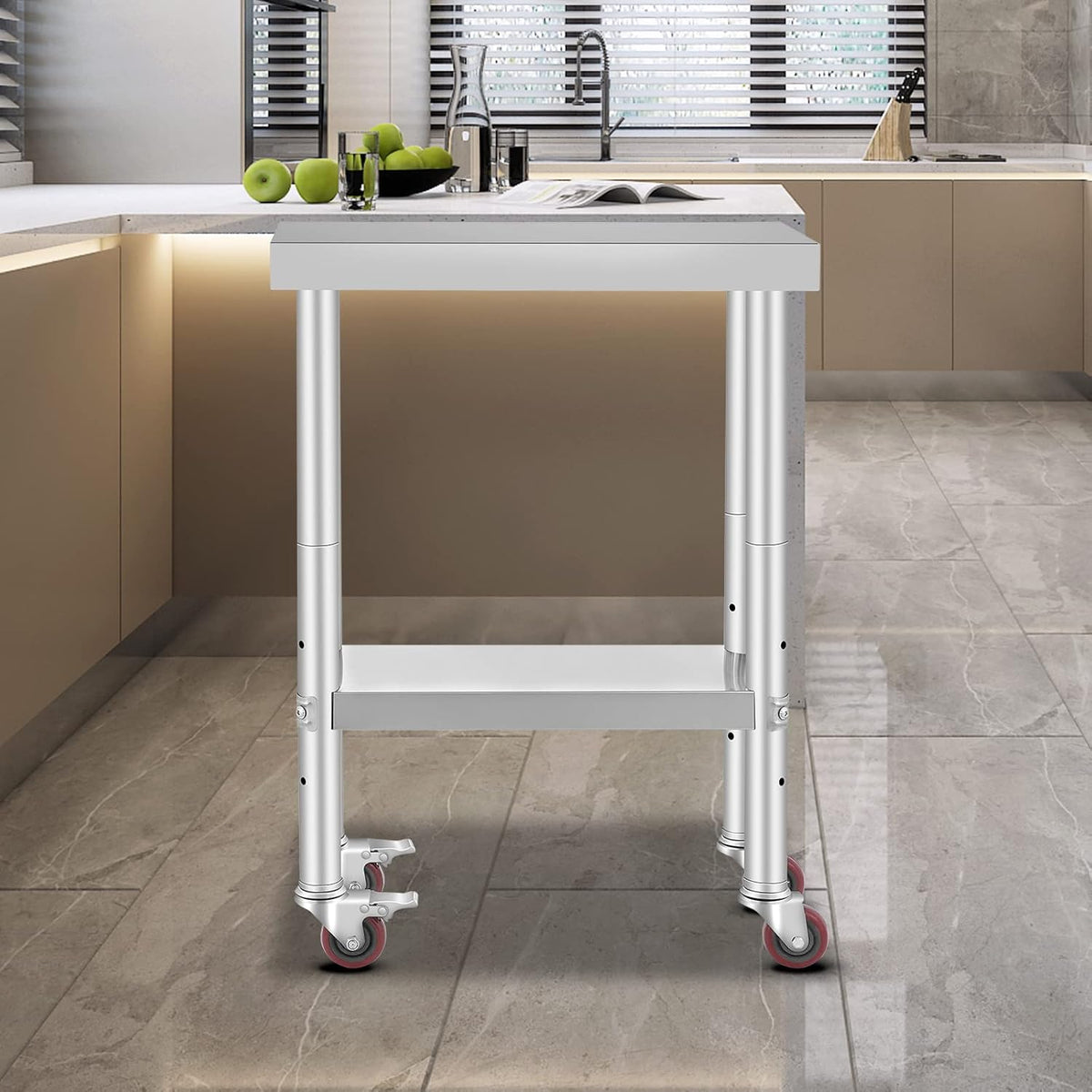Stainless Steel Work Table with Wheels 24 x 12 x 32 Inch M221912