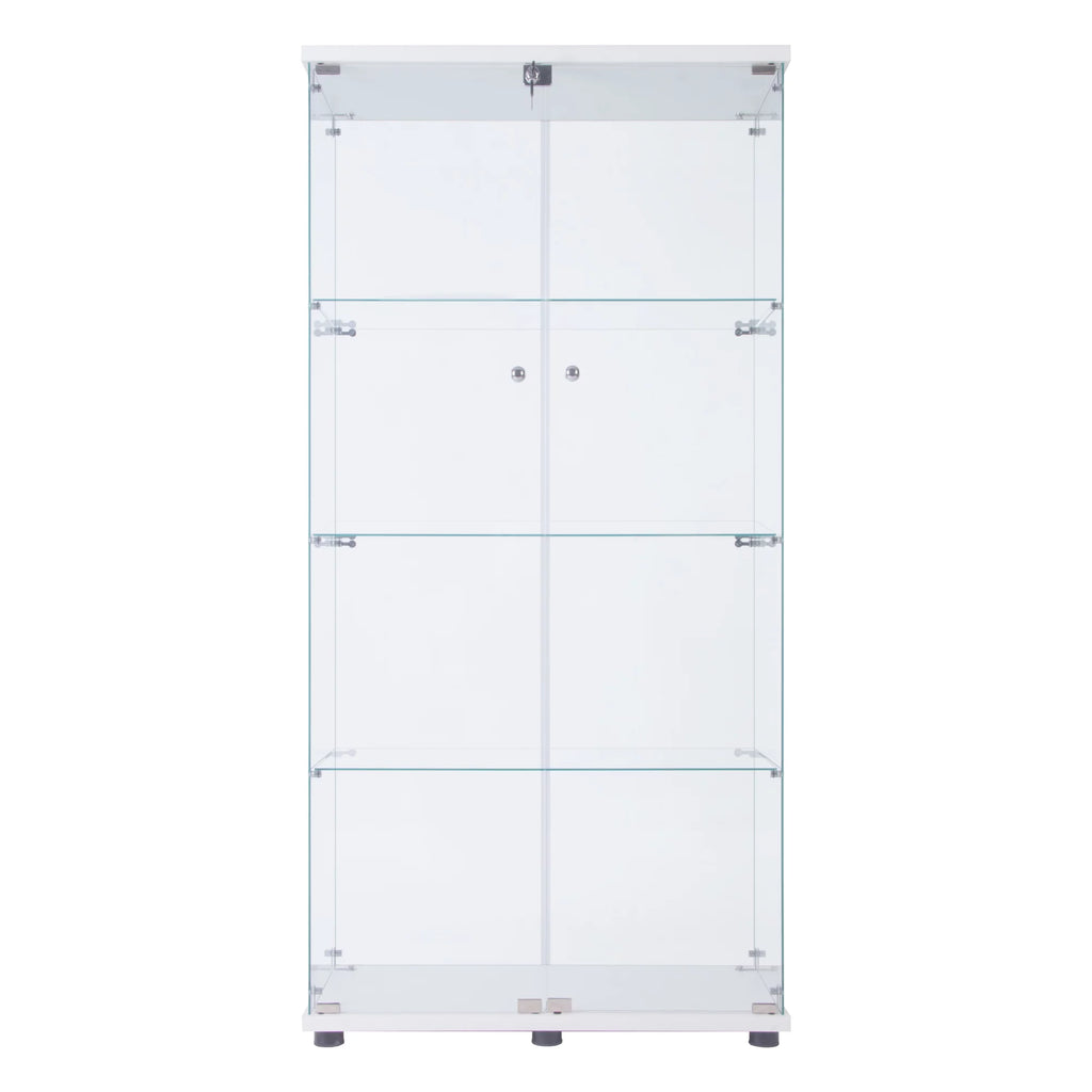White Two Door Glass Cabinet with 4 Shelves U12612