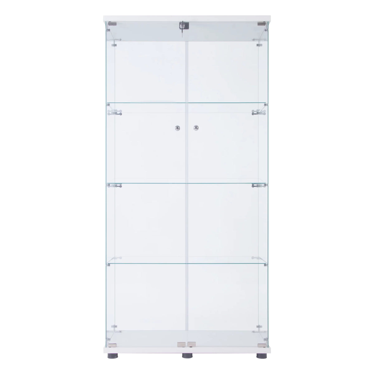 White Two Door Glass Cabinet with 4 Shelves U12612