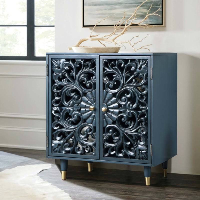 Green 2-Door Solid Wood Accent Cabinet K8941