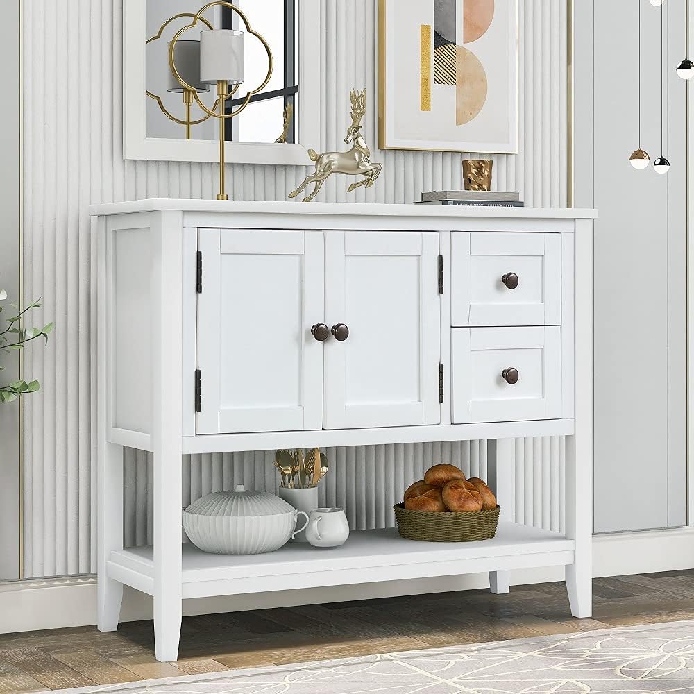 Navy Wood Console Table with 2 Drawers Q24122