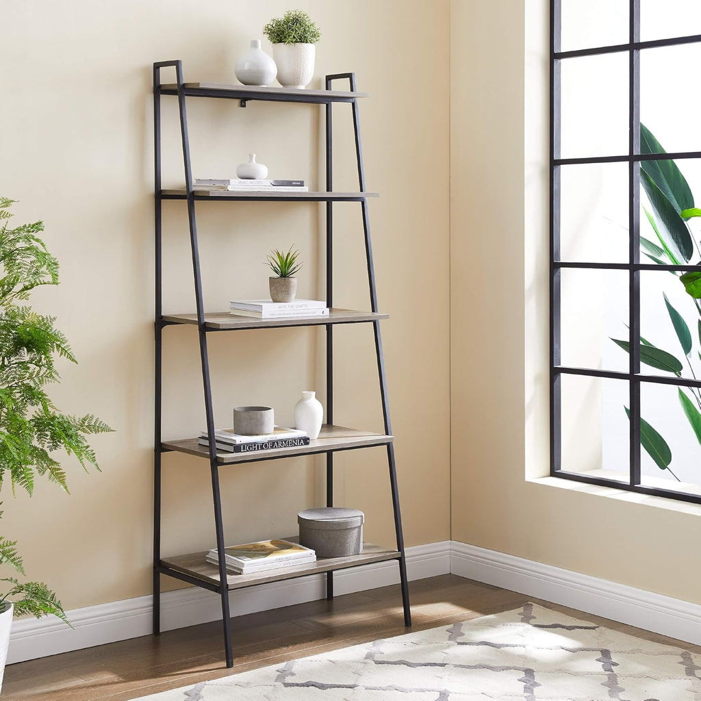 Industrial Metal and Wood Ladder Bookcase C603343