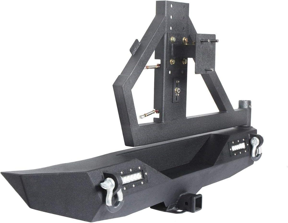 Front and Rear Bumpers with Tire Carrier & LED Light Bar & Hitch Receiver N52559