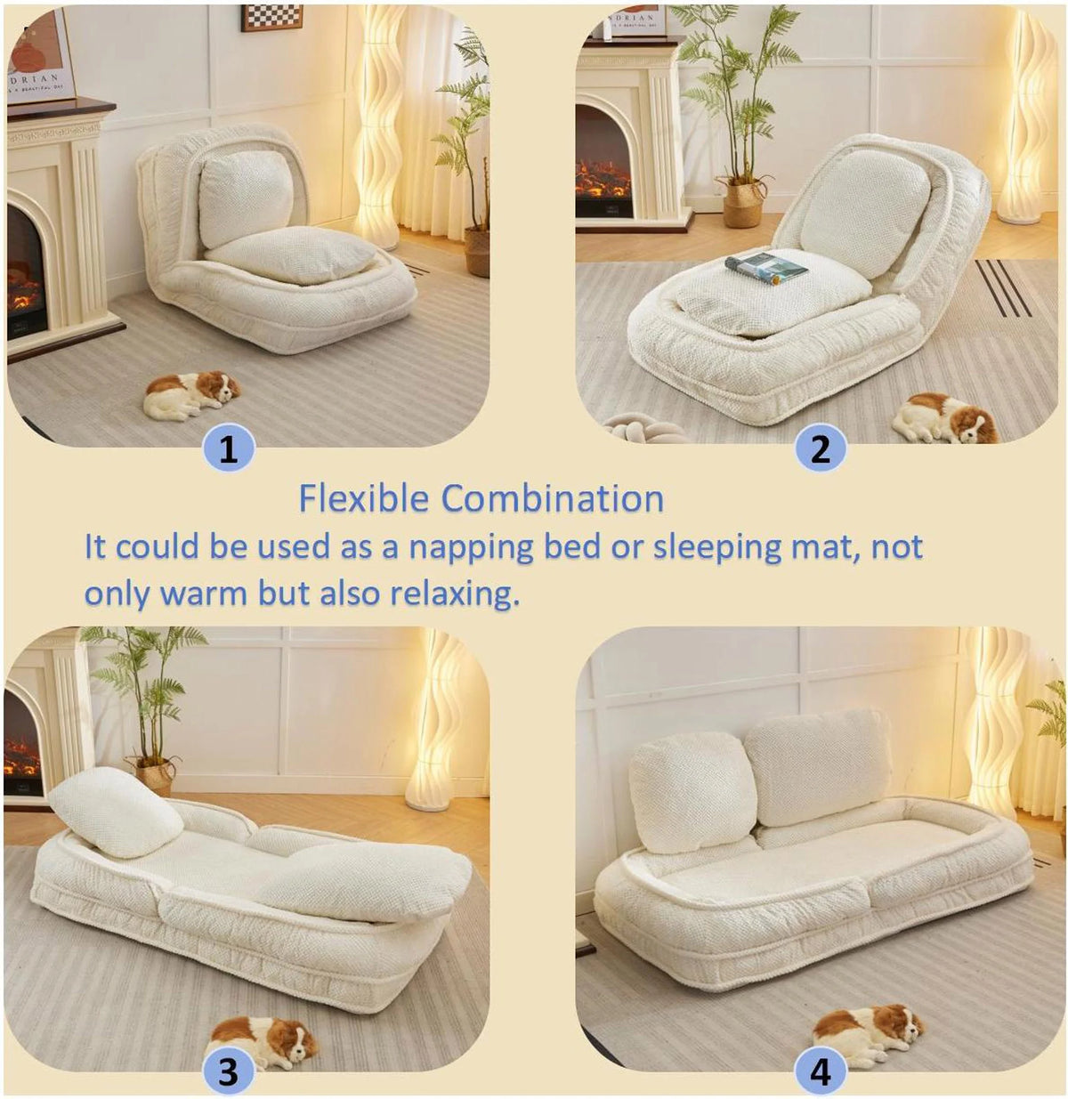 White Lazy Sofa Floor Couch I7260