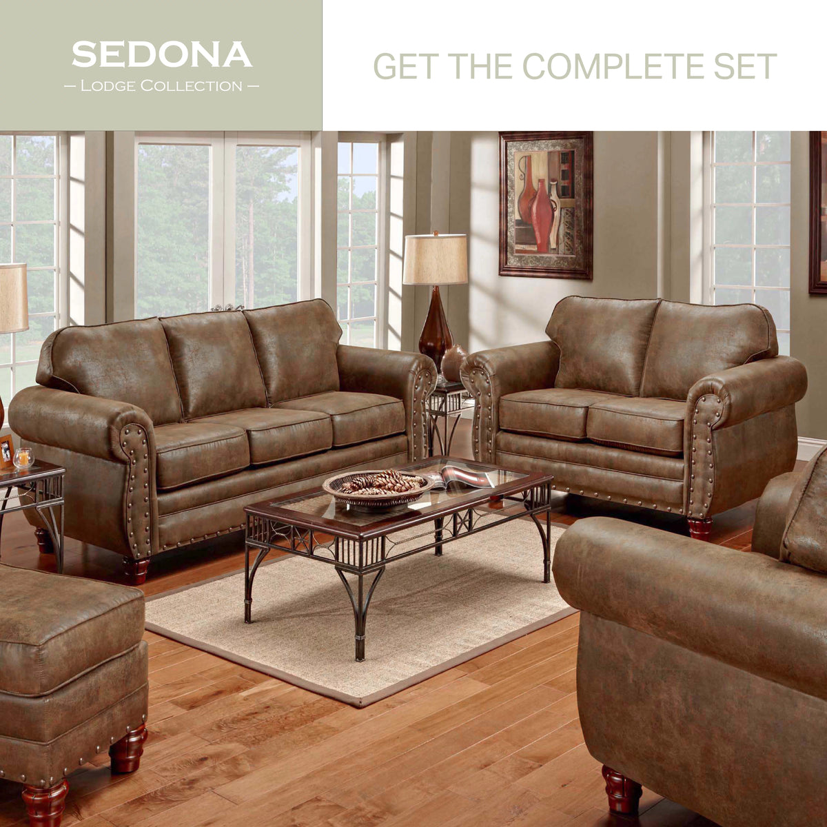 Ottoman with Nail Head Accents V87214