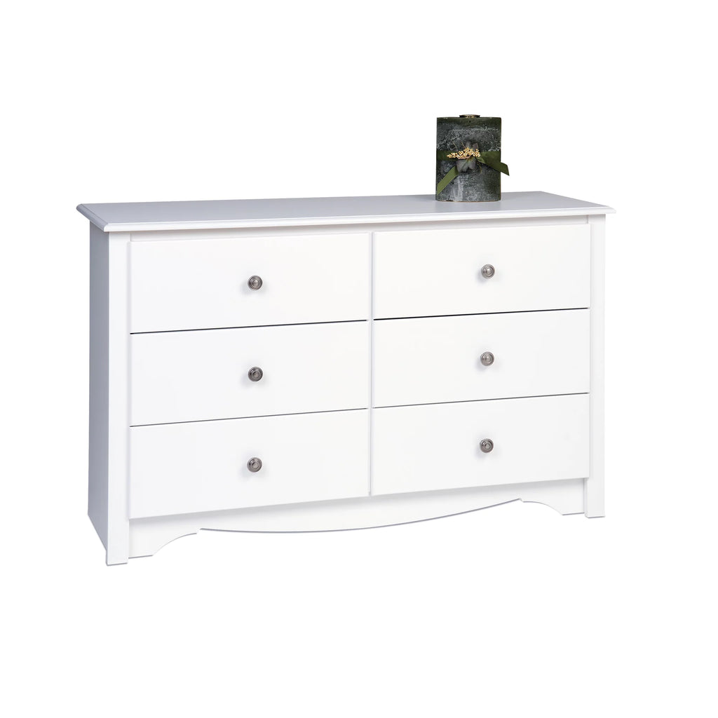 White 6 Drawer Wooden Dresser E54207