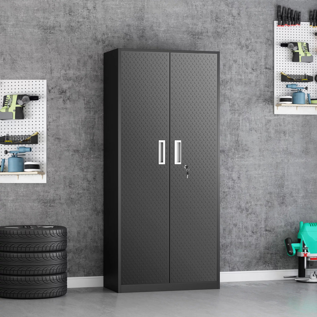 Tall Metal Storage Garage Cabinets with Locking Doors and 4 Adjustable Shelves K52099