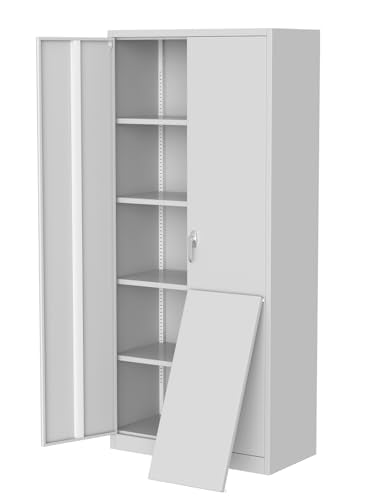 Tall Metal Storage Cabinet with Doors Shelves Lock H28711
