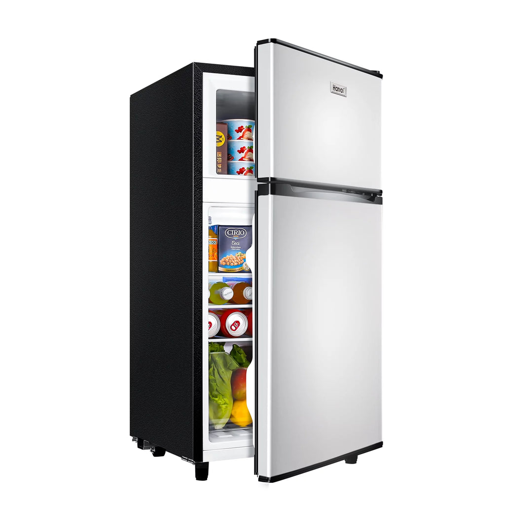 3.5 Cu ft Two Door Mini Fridge with Freezer, Black N77599
