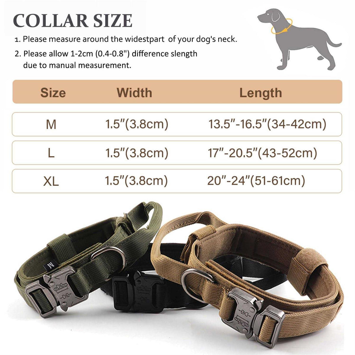 Adjustable Nylon Tactical Dog Collar with Control Handle C6649