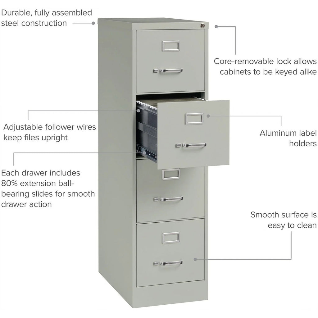 25" 4-Drawer Metal Vertical File Cabinet in Gray O531380