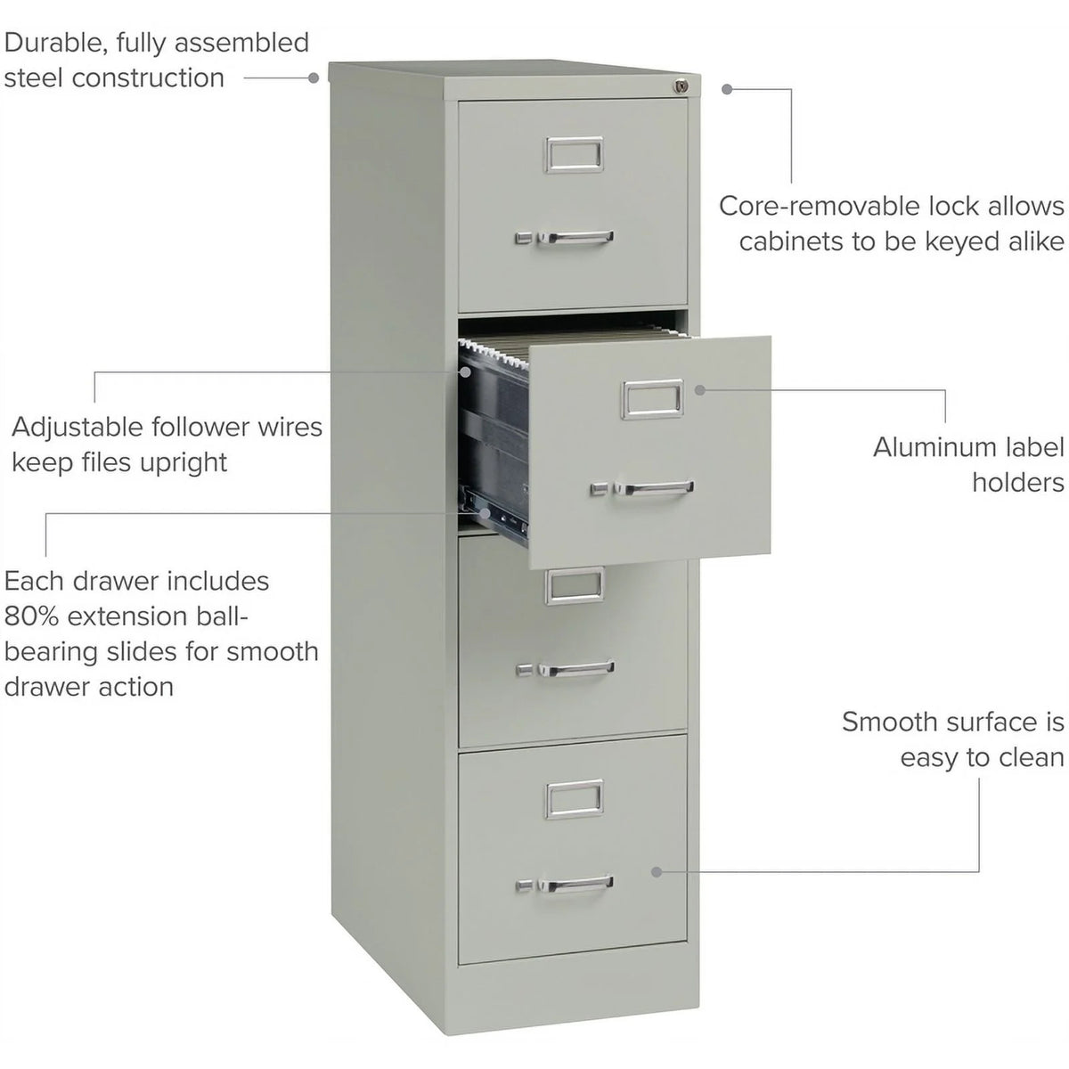 25" 4-Drawer Metal Vertical File Cabinet in Gray O531380