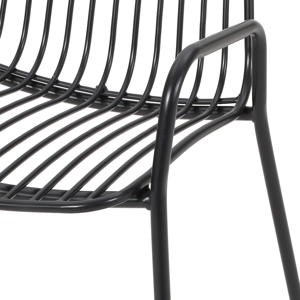 Black Metal Outdoor Club Chairs, Set of 2 C98353