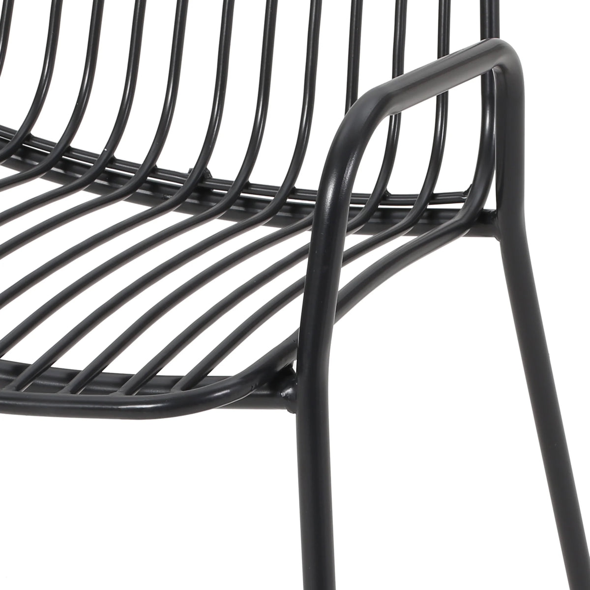 Black Metal Outdoor Club Chairs, Set of 2 C98353