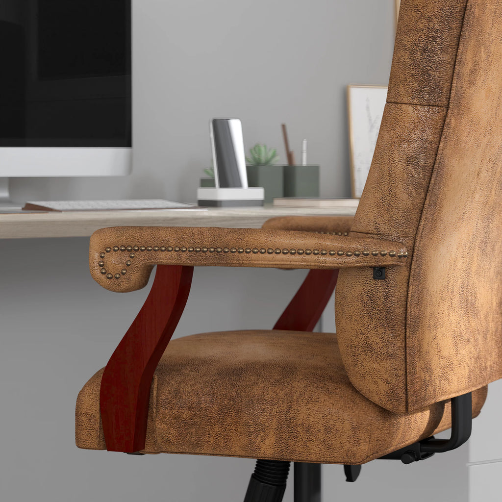 Brown Ultra-Suede Swivel High-Back Office Chair B208