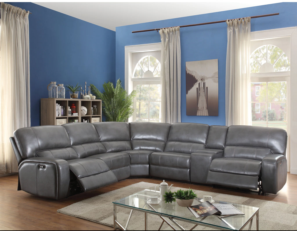Gray Leather Sectional Sofa R465455