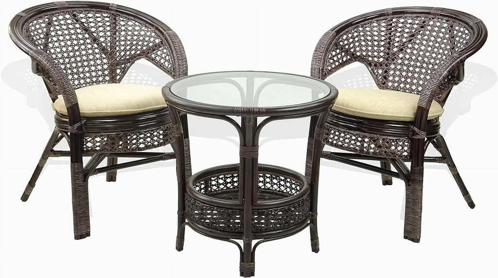 Round Rattan Wicker Coffee Table with Glass Top F892