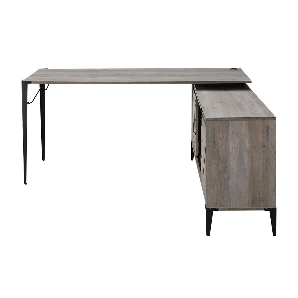 L Shape Writing Desk with 6 Open Compartments, Gray O16037