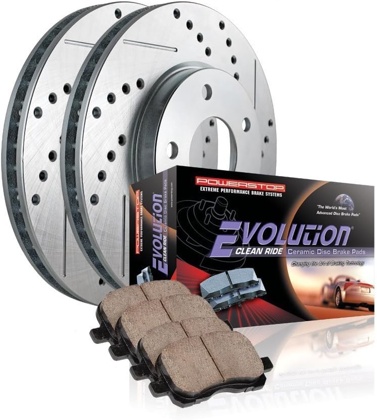 Front Carbon Fiber Brake Pads with Drilled & Slotted Brake Rotors Kit R119
