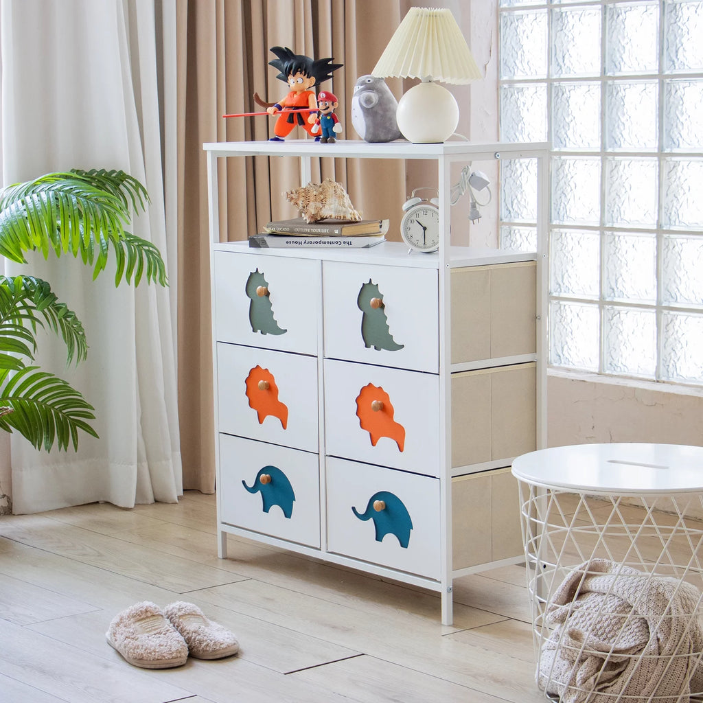 White 6 Drawer Kids Dresser with Shelf K177819