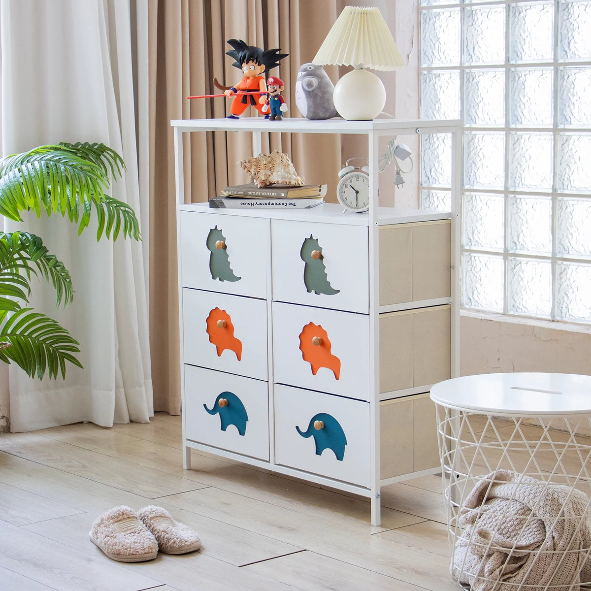 White 6 Drawer Kids Dresser with Shelf K177819