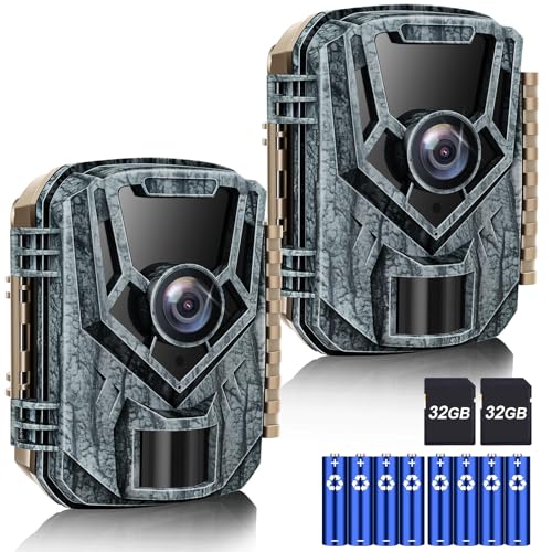 Trail Camera 2 Pack 36 MP 2.7K with 32GB Memory Card 4 Batteries 2.0" LCD Screen 120° Night Vision IP66 Waterproof Y7870