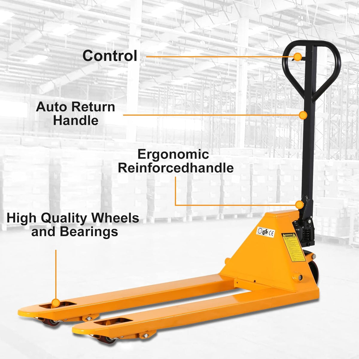 Manual Pallet Jack 4400lbs Capacity 48 Lx27 W Fork Size U91214
