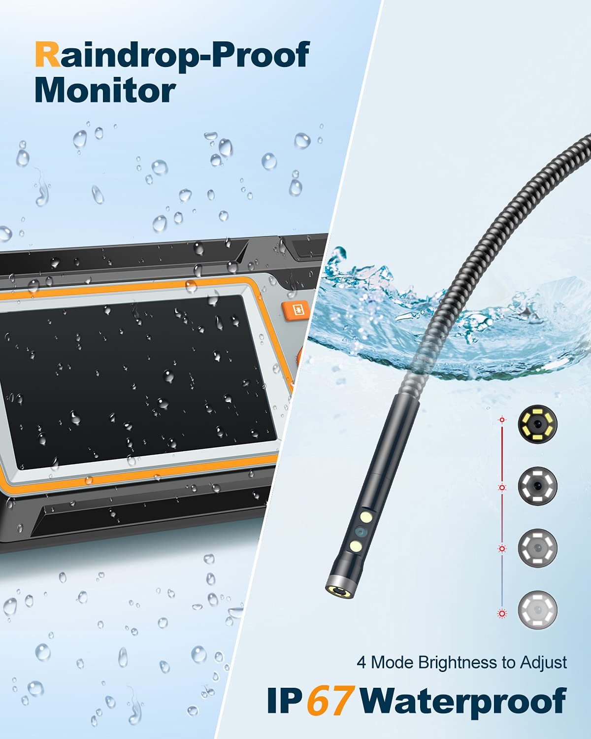 Dual Lens Endoscope Camera with 8 LED Lights Q3750