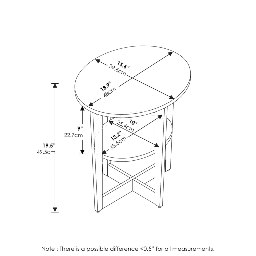 White Oval End Table Set of Two C557017