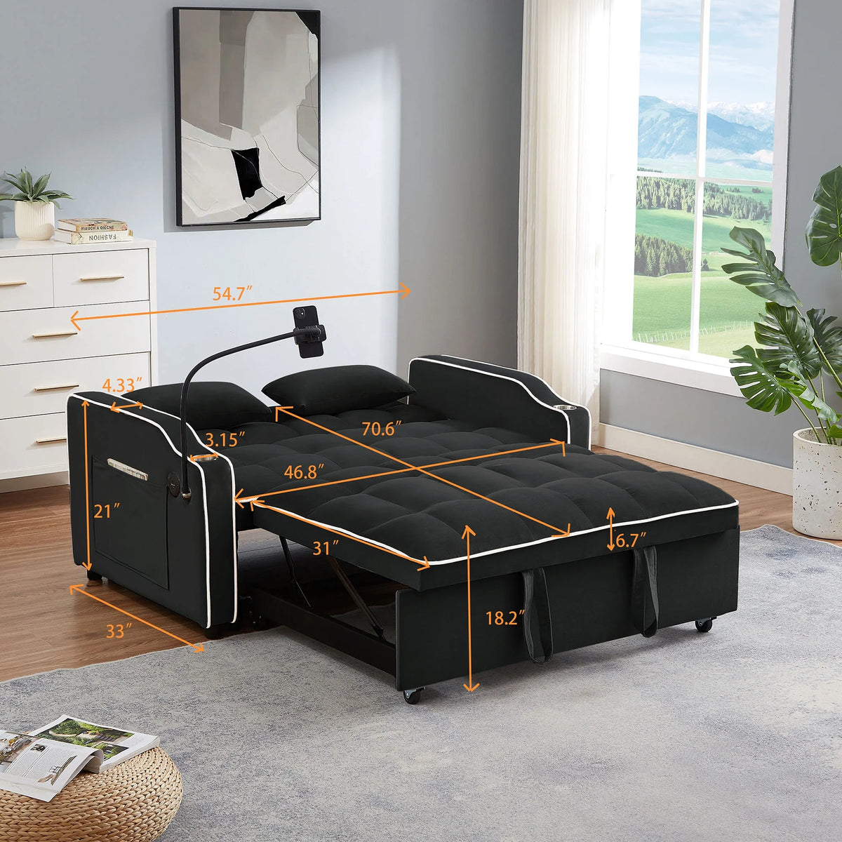 Oversized Convertible Sleeper Sofa Chair Bed E559