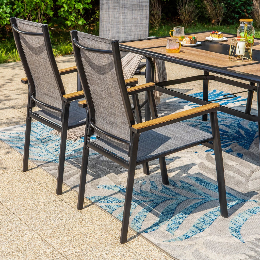 7 Pieces Outdoor Patio Dining Set with Stackable Chairs and Metal Table C2254